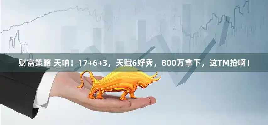 财富策略 天呐！17+6+3，天赋6好秀，800万拿下，这TM抢啊！